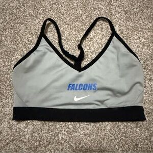Nike Gray and Black Sports Bra with Blue Logo